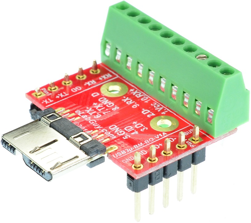 micro USB 3.0 Type B Male connector Breakout Board